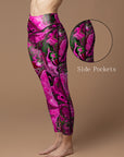 Tie dye pink and green psychedelic colored water ripple leggings