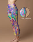 Colorful holographic abstract wavy water ripples leggings