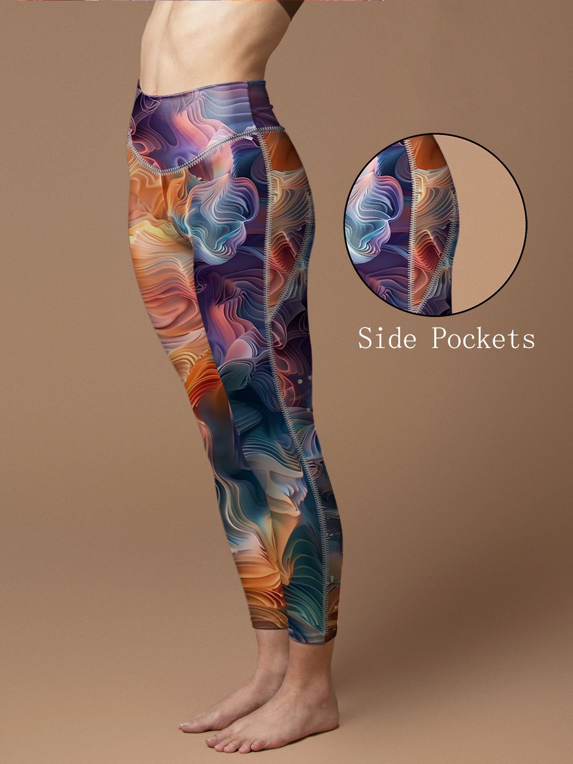 Abstract flowing lines bright colors leggings