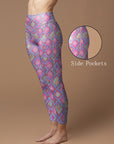 Thai traditional art seamless pattern purple leggings