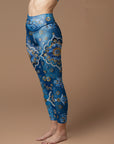 Blue retro pattern of mandalas leggings