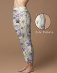 Watercolor spring flowers crocus snowdrops leggings