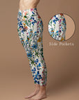 Hand painted wildflowers seamless leggings