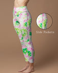 Colorful green pink tie dye seamless leggings