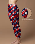 Abstract star flag colors blue red white colors leggings