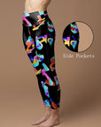 Cartoon drawing colorful skateboard leggings