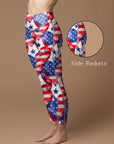 American flag hearts vector watercolor leggings