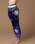 Botanical night flowers dark purple leggings