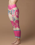 Flower pink peony lace leggings