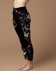 Colorful butterfly and moon bright watercolor galaxy ﻿leggings