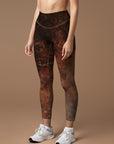 Botanical autumn maple leaves scattered leggings