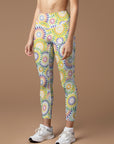 Colorful circular floral print leggings