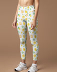 Flower yellow rose little fresh yoga leggings