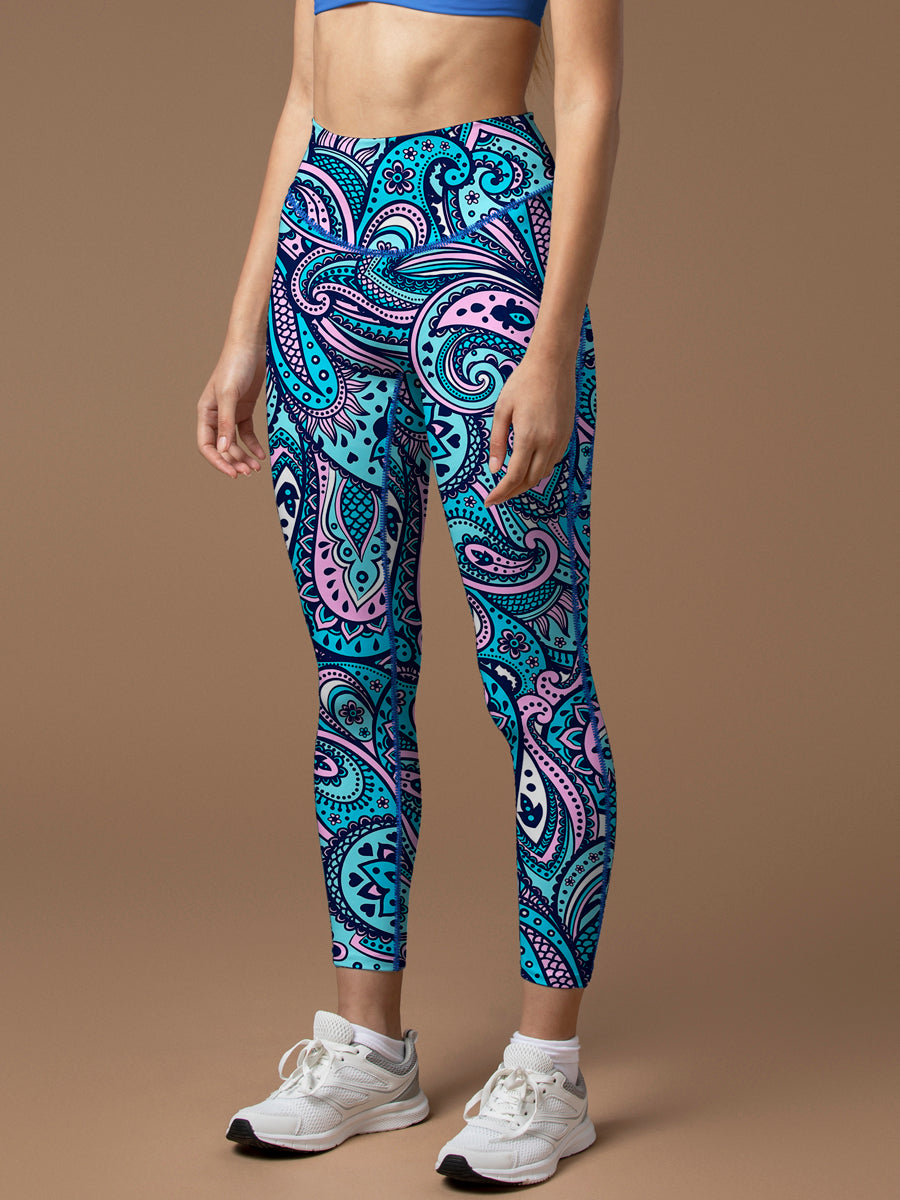 Mandala blue cute boho geometric leggings