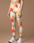 Flower orchid palm leaves watercolor leggings