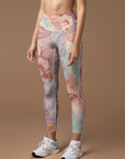 Gilt water ripple gold purple marble leggings