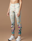 Flower purple plumeria design leggings