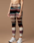 Dark faux striped tie dye pattern leggings