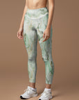 Gilt water ripple gold green marble print leggings