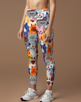 Animal siamese cat hand drawn doodle leggings