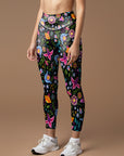 Flower exotic endive colorful dark leggings