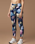 Flower multicolor hydrangeas dark leggings