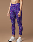 Flower hand drawn chicory purple leggings