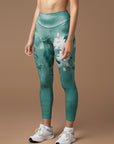 Flower natural cyan lotus leaves lotus pond leggings