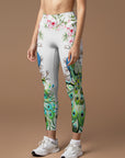 Animal peacock standing on the branch print leggings