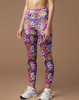 Flower hand drawn groovy breathable waistband leggings