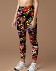 Flower watercolor peonies and pansy leggings