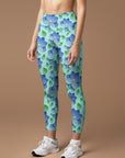 Blue 3D flower leaves leggings