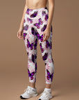 Animal purple flying butterfly leggings