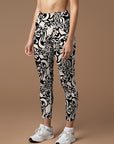 Black and white line design leggings