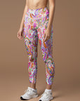 Ethnic colorful hand drawn paisley leggings