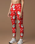 Christmas head santa claus leggings