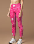 Minimalist line art face pattern rose pink leggings