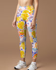 Fruit lemon turtle leaves yellow hand drawn sketch leggings