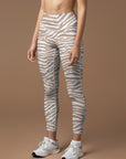 Animal zebra print gray beige leggings