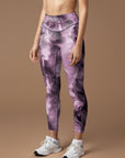 Abstract marble texture purple bubble swirls leggings