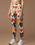 Watercolor paints red heart pattern leggings