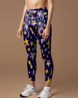 Colorful hand drawn stars and moon leggings