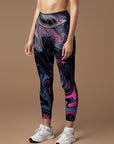 Abstract pink liquid fluid water ripples leggings