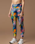 Florals gouache painting bright watercolor leggings