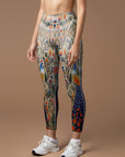 Animal peacock with colorful feathers and flowers leggings