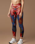 Flowers colorful lotus leaves antique pattern leggings