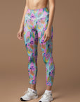 Botanical colorful tropic leaves leggings