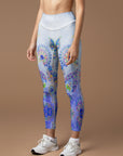 Watercolor purple paisley flowers leggings