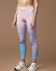 Rainbow shiny pink and blue gradient leggings