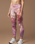 Pink water ripple gold glitter leggings